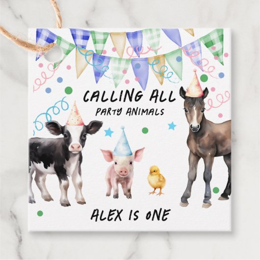 Barnyard Boerderij Dieren 1e Verjaardag Bedankjes Labels (Voorkant)