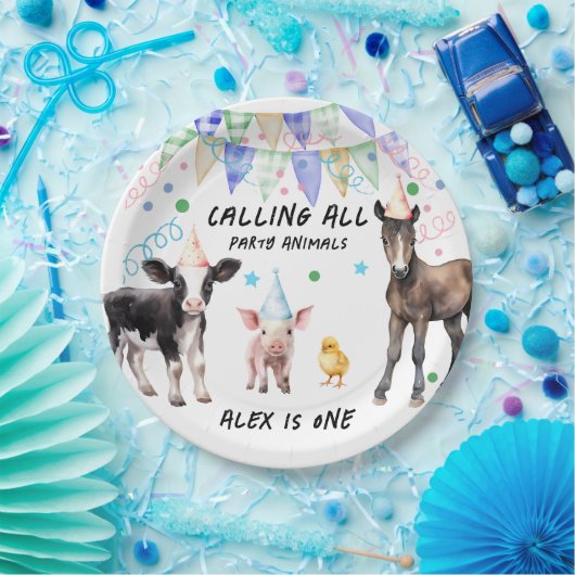 Barnyard Boerderij Dieren 1e Verjaardag Papieren Bordje (Feest)