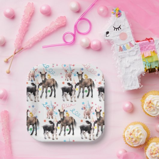 Barnyard Boerderij Dieren 1e Verjaardag Papieren Bordje (Feest)