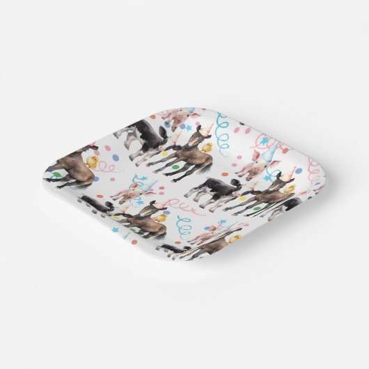 Barnyard Boerderij Dieren 1e Verjaardag Papieren Bordje (Gebogen)