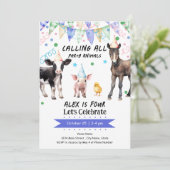 Barnyard Boerderij Dieren 4e verjaardag Kaart (Staand voorkant)