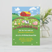 Barnyard Boerderij Kids Birthday Invitation Kaart (Staand voorkant)