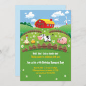 Barnyard Boerderij Kids Birthday Invitation Kaart (Voorkant / Achterkant)