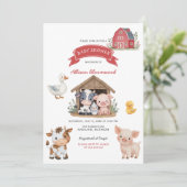 Barnyard Boerderij Leuke Dieren Baby shower Kaart (Staand voorkant)