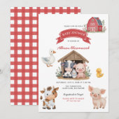 Barnyard Boerderij Leuke Dieren Baby shower Kaart (Voorkant / Achterkant)