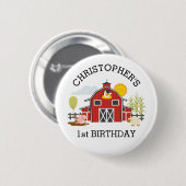 Barnyard Boerderij Old Macdonald 1st Birthday Ronde Button 5,7 Cm (Voorkant /achterkant)