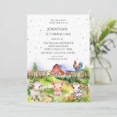 Barnyard Boerderij Thema Boys 1e Verjaardagsfeest Kaart (Staand voorkant)