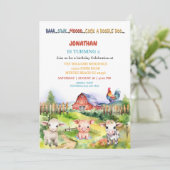 Barnyard Boerderij Theme Boys 2e Verjaardagsfeestj Kaart (Staand voorkant)