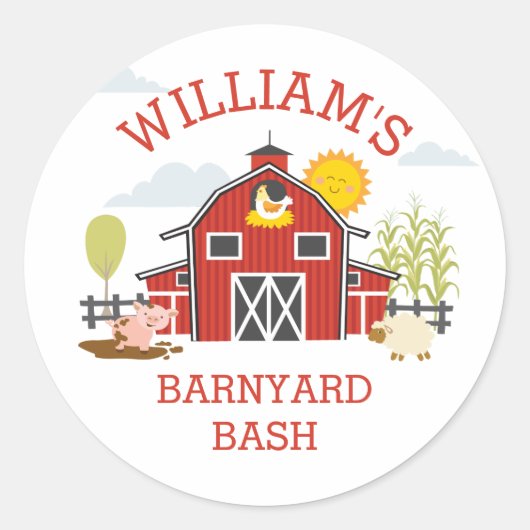 Barnyard Boerderij Verjaardagsfeestje Sticker (Voorkant)