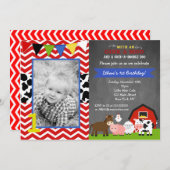 Barnyard Boerderij Verjaardagsfeestje Uitnodiginge Kaart (Voorkant / Achterkant)