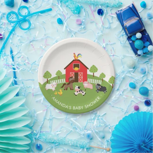 Barnyard Boerderijdieren Baby shower 7"Bord Papieren Bordje (Feest)