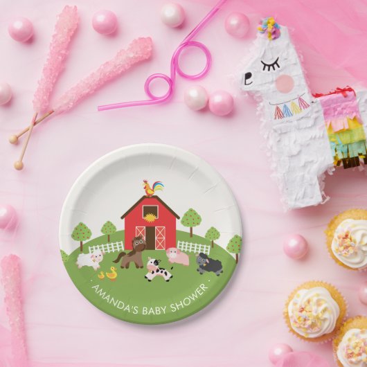 Barnyard Boerderijdieren Baby shower 7"Bord Papieren Bordje (Feest)