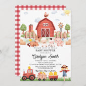 Barnyard Boerderijdieren Baby Shower Uitnodiging (Voorkant / Achterkant)