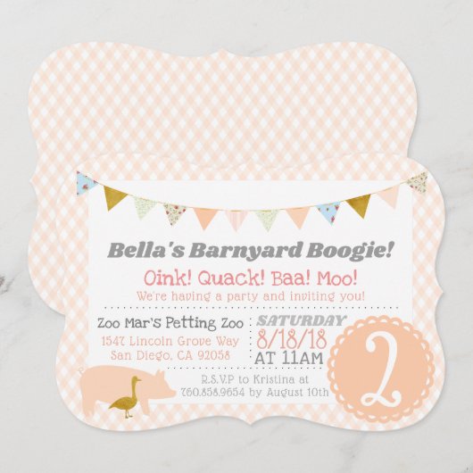 Barnyard Boogie Verjaardagsfeest Boerderij Theme P Kaart (Voorkant / Achterkant)