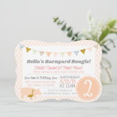 Barnyard Boogie Verjaardagsfeest Boerderij Theme P Kaart (Staand voorkant)