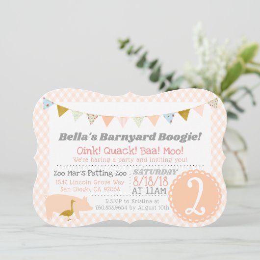 Barnyard Boogie Verjaardagsfeest Boerderij Theme P Kaart (Staand voorkant)