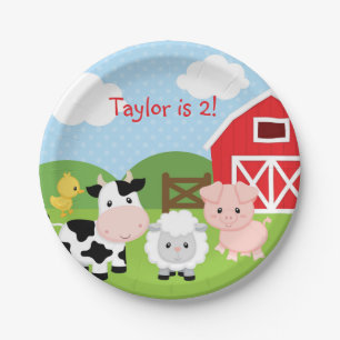 Barnyard Boy Birthday Party Paper Borden (blauw) Papieren Bordje