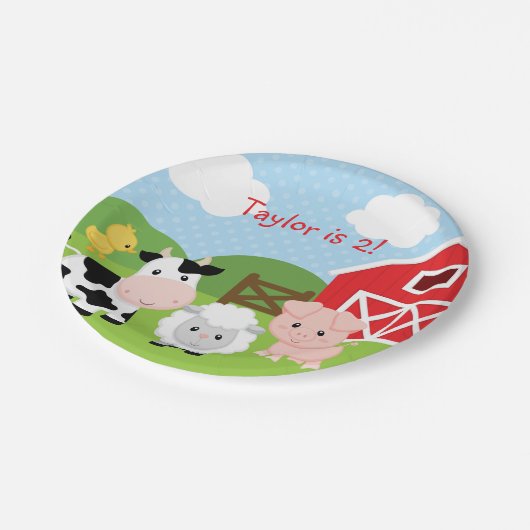 Barnyard Boy Verjaardagsfeestje Papier Borden (bla Papieren Bordje (Gekanteld)