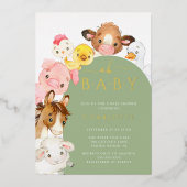 Barnyard Buddies Baby shower Folie Uitnodiging (Voorkant)