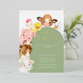 Barnyard Buddies Baby shower Folie Uitnodiging (Staand Voorkant)