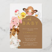 Barnyard Buddies Baby shower Folie Uitnodiging (Voorkant)