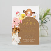 Barnyard Buddies Baby shower Folie Uitnodiging (Staand Voorkant)