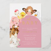 Barnyard Buddies Baby shower Folie Uitnodiging (Voorkant)
