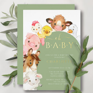 Barnyard Buddies Baby shower Folie Uitnodiging
