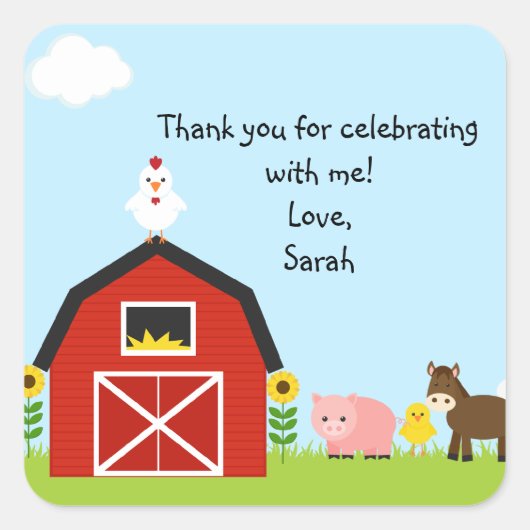Barnyard Buddies Square Sticker (Voorkant)