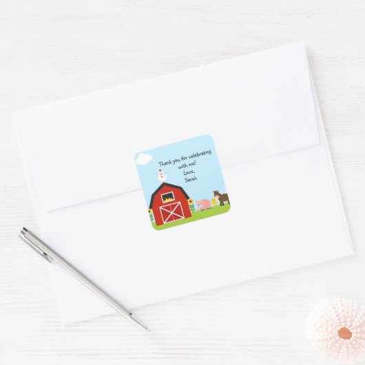 Barnyard Buddies Square Sticker (Envelop)