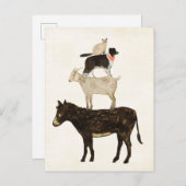 Barnyard Buds - Donkey, Goat, Dog, Cat Briefkaart (Voorkant / Achterkant)