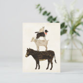 Barnyard Buds - Donkey, Goat, Dog, Cat Briefkaart (Staand voorkant)