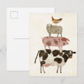 Barnyard Buds - Koe, Varkens, Schapen en Hen Briefkaart (Voorkant / Achterkant)