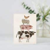 Barnyard Buds - Koe, Varkens, Schapen en Hen Briefkaart (Staand voorkant)