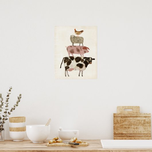 Barnyard Buds - Koe, Varkens, Schapen en Hen Poster (Keuken)