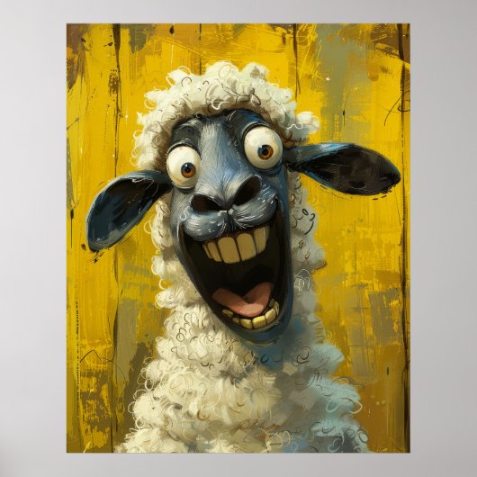 Barnyard Burst – Hilarisch Schapenportret Poster (Voorkant)