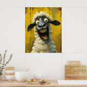 Barnyard Burst – Hilarisch Schapenportret Poster (Keuken)
