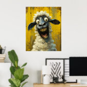 Barnyard Burst – Hilarisch Schapenportret Poster (Thuiskantoor)