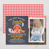 Barnyard Chalkboard Photo Birthday Invitation Kaart (Voorkant / Achterkant)