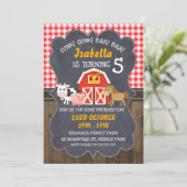 Barnyard Chalkboard Photo Birthday Invitation Kaart (Staand voorkant)