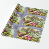  barnyard Chicken and Easter Eggs Holiday Cadeaupapier (Uitgerold)