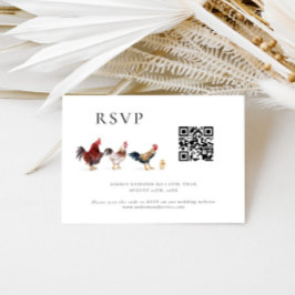 Barnyard Chicken Wedding QR-code RSVP-kaart RSVP Kaartje