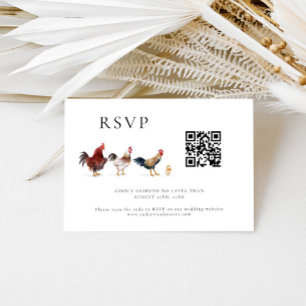 Barnyard Chicken Wedding QR-code RSVP-kaart RSVP Kaartje