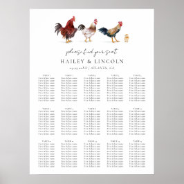 Barnyard Chicken Wedding-zitgrafiek Poster