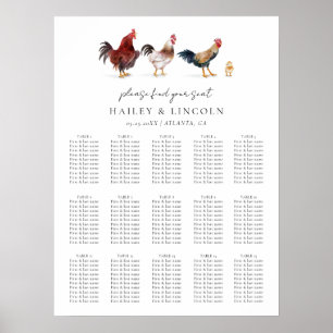 Barnyard Chicken Wedding-zitgrafiek Poster