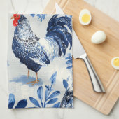 Barnyard Chickens and Botanical Pattern Design Theedoek (Quarter Fold)