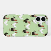 Barnyard Chickens Pattern over Green iPhone 16 Hoesje (Achterkant horizontaal)