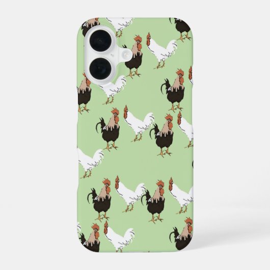 Barnyard Chickens Pattern over Green iPhone 16 Hoesje (Achterkant)