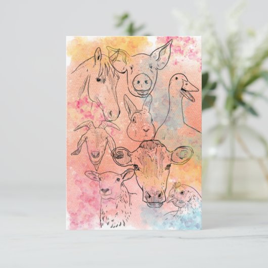 Barnyard dank je bedankkaart (Staand voorkant)