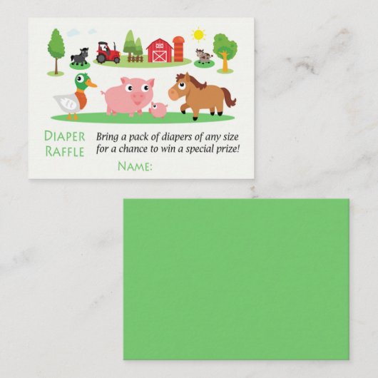 Barnyard Diaper Raffle Tickets (Voorkant / Achterkant)
